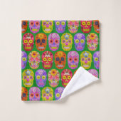 Blume Skulls Nahtloses Muster 2018 Badhandtuch Set (Waschlappen)