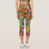 Blume Skulls Nahtloses Muster 2018 Capri Leggings (Rückseite)