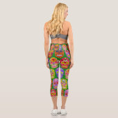 Blume Skulls Nahtloses Muster 2018 Capri Leggings (Rückseite)