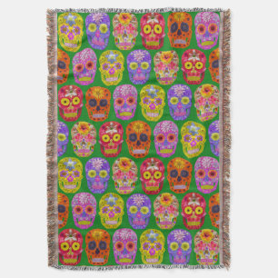 Blume Skulls Nahtloses Muster 2018 Decke