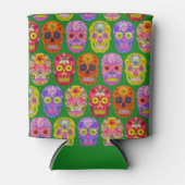 Blume Skulls Nahtloses Muster 2018 Dosenkühler (Vorderseite)