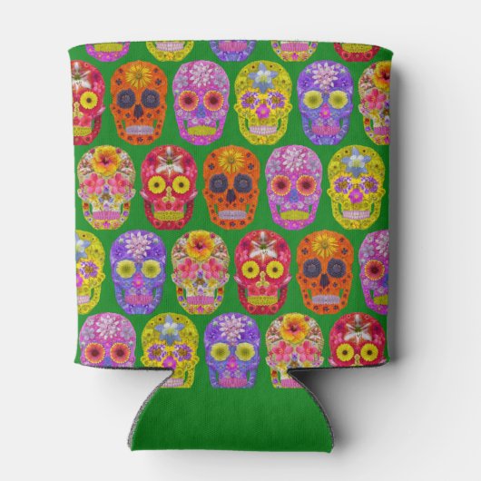 Blume Skulls Nahtloses Muster 2018 Dosenkühler (Rückseite)