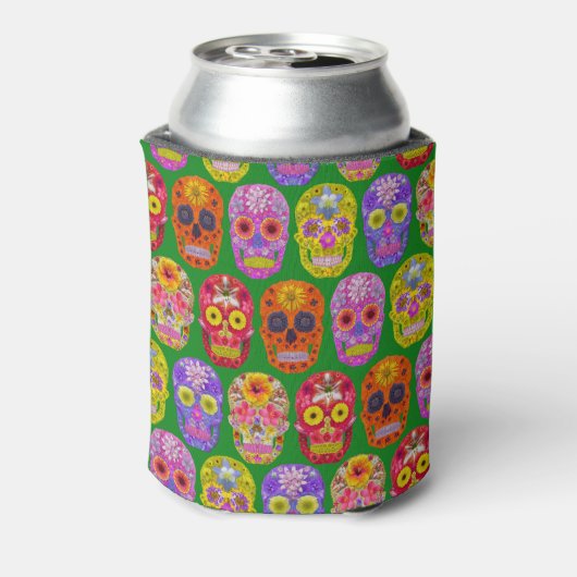 Blume Skulls Nahtloses Muster 2018 Dosenkühler (Kanne Rückseite)