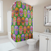 Blume Skulls Nahtloses Muster 2018 Duschvorhang (Beispiel)