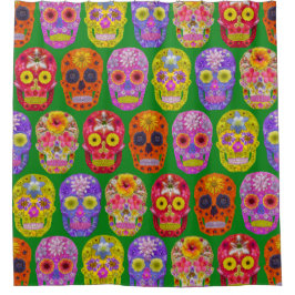 Blume Skulls Nahtloses Muster 2018 Duschvorhang