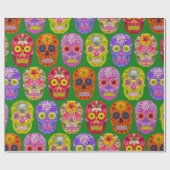 Blume Skulls Nahtloses Muster 2018 Geschenkpapier (Flach)