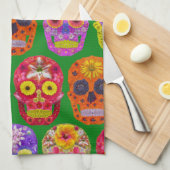 Blume Skulls Nahtloses Muster 2018 Geschirrtuch (Viertel Falte)