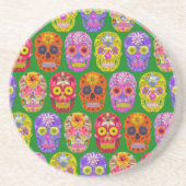 Blume Skulls Nahtloses Muster 2018 Getränkeuntersetzer (Vorne)