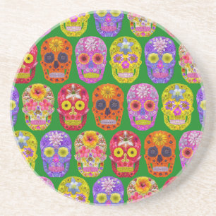 Blume Skulls Nahtloses Muster 2018 Getränkeuntersetzer