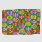Blume Skulls Nahtloses Muster 2018 Golfhandtuch (Horizontal)