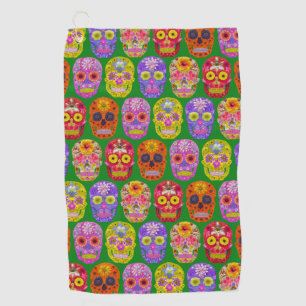 Blume Skulls Nahtloses Muster 2018 Golfhandtuch
