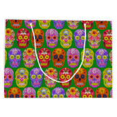 Blume Skulls Nahtloses Muster 2018 Große Geschenktüte (Rückseite)