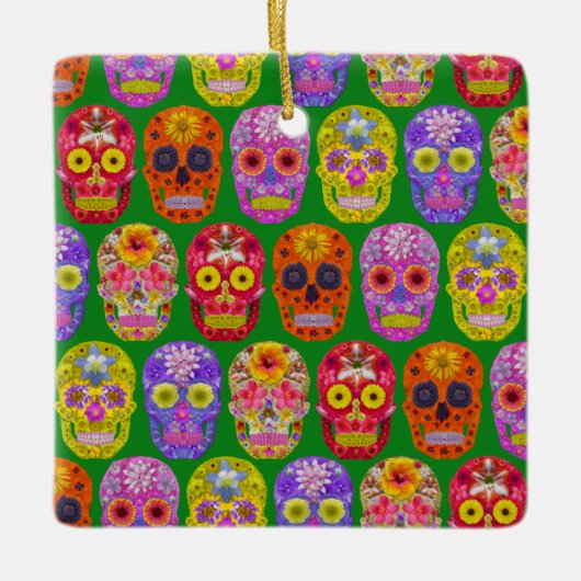 Blume Skulls Nahtloses Muster 2018 Keramikornament (Vorderseite)