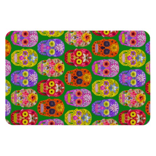 Blume Skulls Nahtloses Muster 2018 Magnet (Horizontal)
