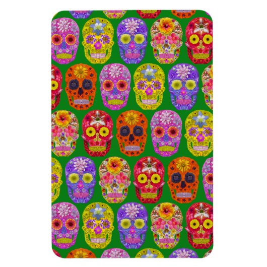 Blume Skulls Nahtloses Muster 2018 Magnet (Vertikal)