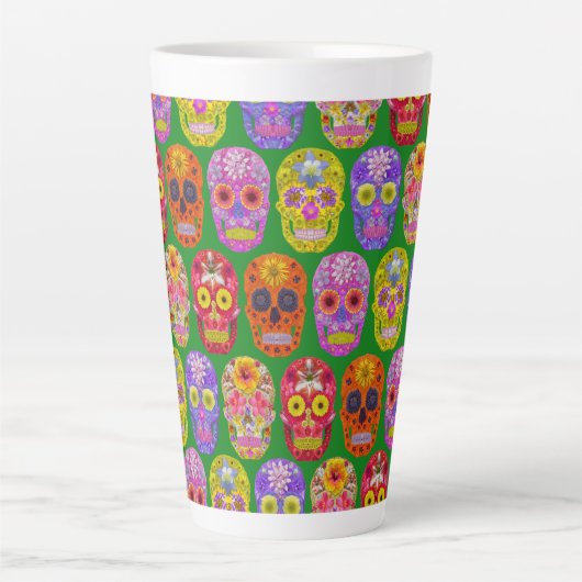 Blume Skulls Nahtloses Muster 2018 Milchtasse (Vorderseite)