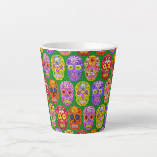 Blume Skulls Nahtloses Muster 2018 Milchtasse