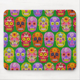 Blume Skulls Nahtloses Muster 2018 Mousepad