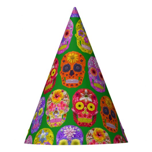 Blume Skulls Nahtloses Muster 2018 Partyhütchen (Vorderseite)