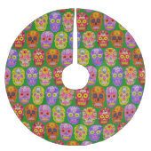 Blume Skulls Nahtloses Muster 2018 Polyester Weihnachtsbaumdecke (Vorderseite)