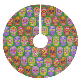 Blume Skulls Nahtloses Muster 2018 Polyester Weihnachtsbaumdecke
