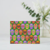 Blume Skulls Nahtloses Muster 2018 Postkarte (Stehend Vorderseite)
