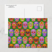 Blume Skulls Nahtloses Muster 2018 Postkarte (Vorne/Hinten)