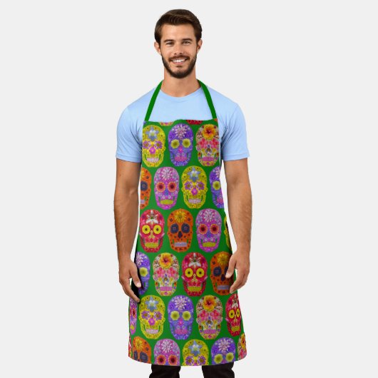Blume Skulls Nahtloses Muster 2018 Schürze (Getragen)