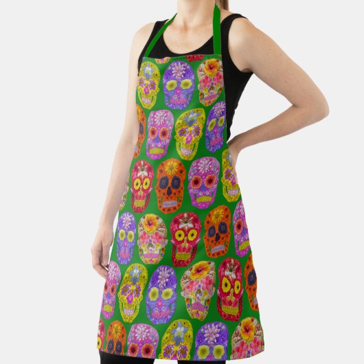 Blume Skulls Nahtloses Muster 2018 Schürze (InSitu)