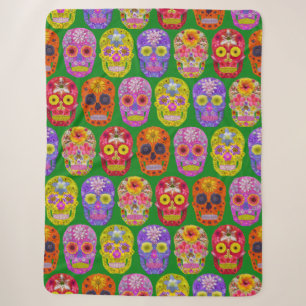 Blume Skulls Nahtloses Muster 2018 Sherpadecke