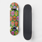 Blume Skulls Nahtloses Muster 2018 Skateboard (Vorderseite)
