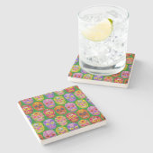 Blume Skulls Nahtloses Muster 2018 Steinuntersetzer (Seitenansicht)