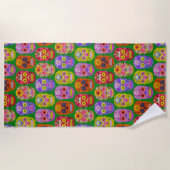 Blume Skulls Nahtloses Muster 2018 Strandtuch (Vorderseite)