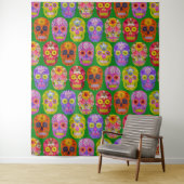 Blume Skulls Nahtloses Muster 2018 Wandteppich (Beispiel)