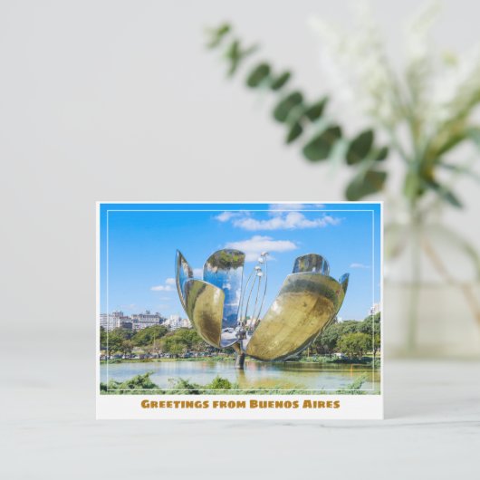 Blume Skulptur Buenos Aires Argentinien Postkarte (Stehend Vorderseite)