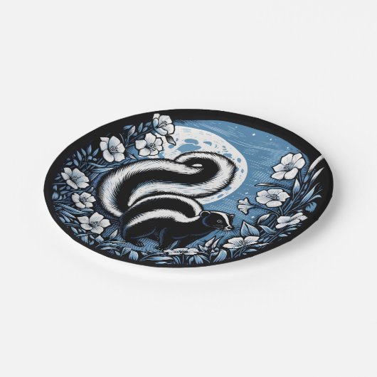 Blume Skunk Artwork Skunks Floral Pappteller (Schrägansicht)