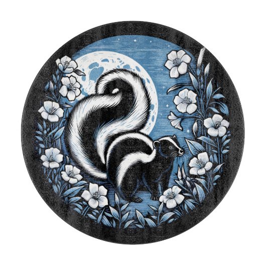 Blume Skunk Artwork Skunks Floral Schneidebrett (Vorderseite)