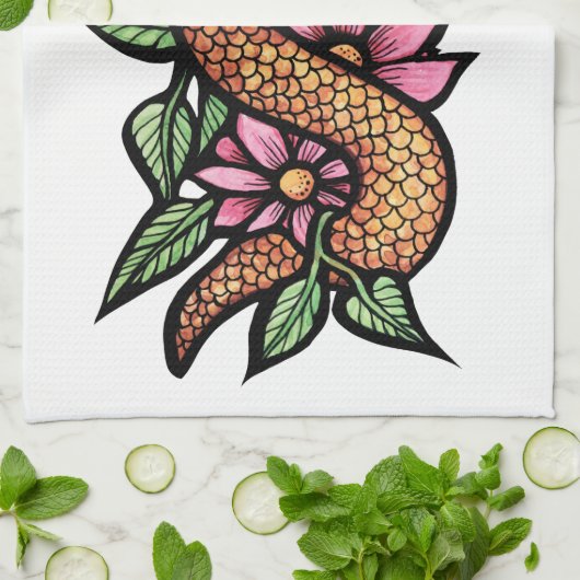 Blume Snake Geschirrtuch (Gefaltet)