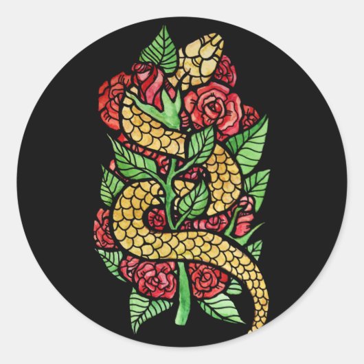Blume Snake Runder Aufkleber (Vorderseite)