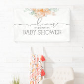 Blume Soft Peach Baby Dusche Willkommen Banner (Insitu)