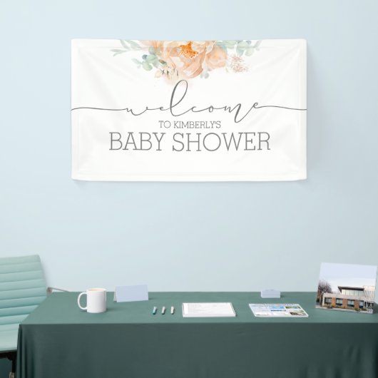Blume Soft Peach Baby Dusche Willkommen Banner (Messeveranstaltung)