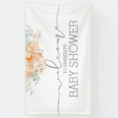 Blume Soft Peach Baby Dusche Willkommen Banner (Vertikal)