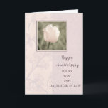 Blume Son & Daughter in Law Wedding Jubiläum Karte<br><div class="desc">Glückliche Hochzeitskarte für Sohn und Tochter im Jura mit hübschen rosa Tulpen und herzlichen Vers.</div>