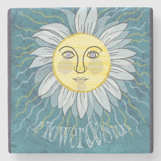 Blume & Sonne - Natur Steinuntersetzer (Vorderseite)