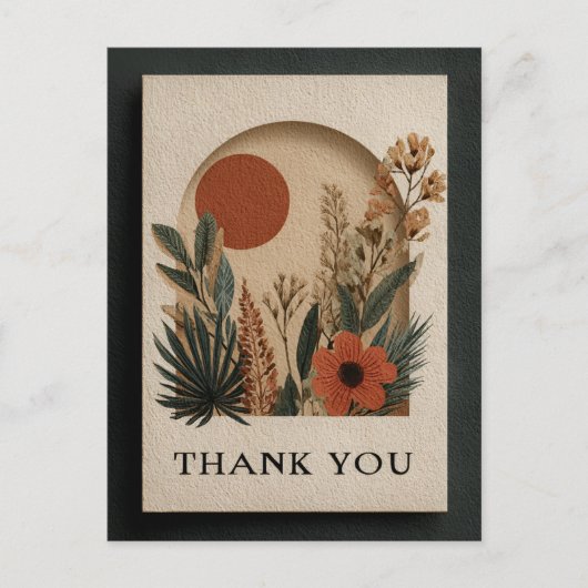 Blume, Sonne, Textur Papier Danke Karte (Vorderseite)