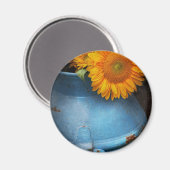Blume - Sonnenblume - Kleiner blauer Sonnenschein Magnet (Vorderseite/Rückseite)