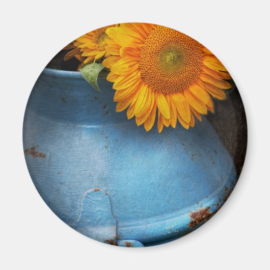 Blume - Sonnenblume - Kleiner blauer Sonnenschein Magnet (Vorne)