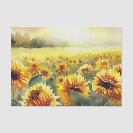 Blume-Sonnenblumen-Feld (A) Aquarell Seidenpapier (Vorderseite)