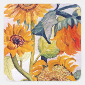 Blume Sonnenblumen Quadratischer Aufkleber (Vorderseite)