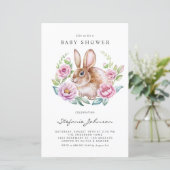 Blume, sonnig und rosa Kinderdusche Einladung (Stehend Vorderseite)